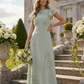 Sage Green Floral Embroidered Cowl Back Maxi Dress