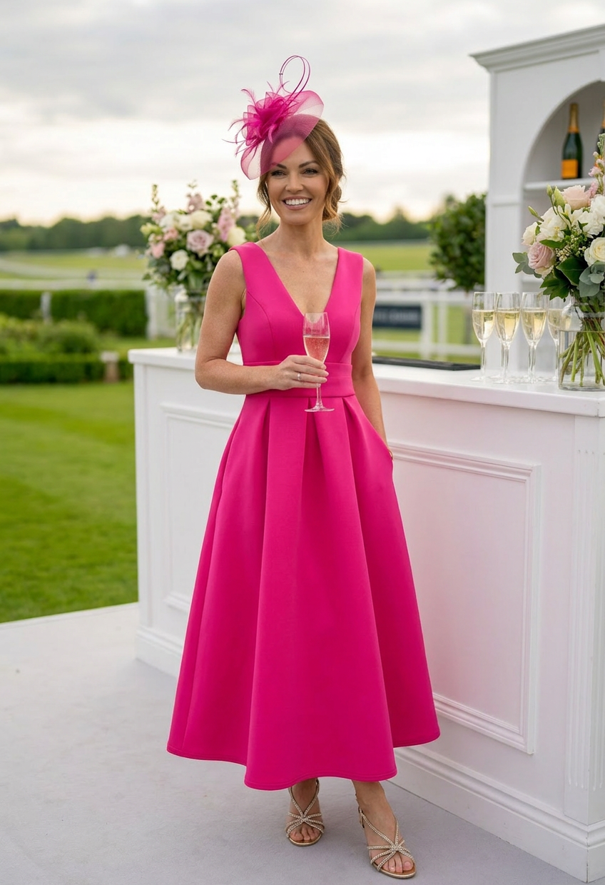Bethany V-Neck Skater Midi Dress