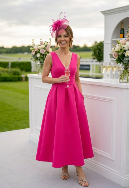 Bethany V-Neck Skater Midi Dress