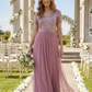 Lotus Pink V NECK SEQUIN AND TULLE DRESS WITH TIE WAIST