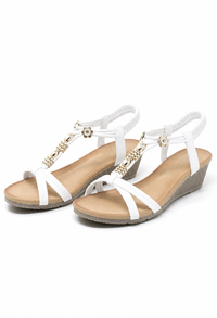 Floral Beaded Wedge Sandal