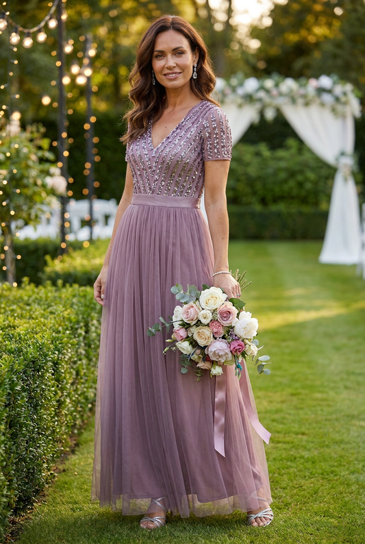 Maya Embellished Maxi Dress With Sash Belt