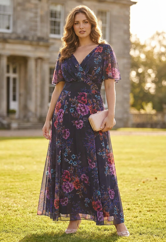 Isabelle Curve+ Float Sleeve Maxi Dress