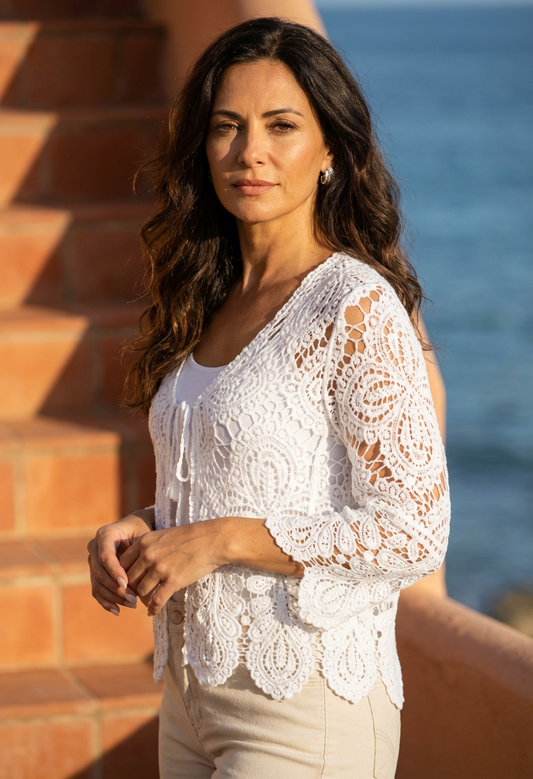 Tie Front Crochet Cardigan