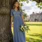 ANGEL SLEEVE EMBELLISHED MAXI DRESS WITH SASH BELT