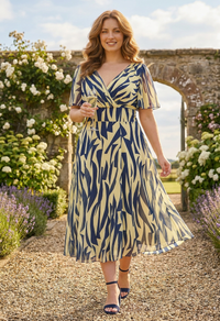 Victoria Angel Sleeve Mesh Midi Curve+ Dress