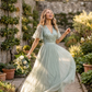ANGEL SLEEVE EMBELLISHED MAXI DRESS WITH SASH BELT