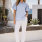 Striped Balloon Sleeve Blouse