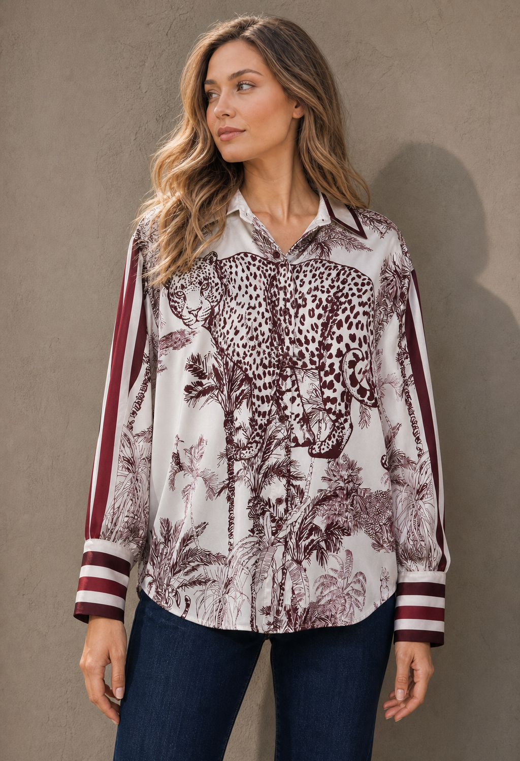 Satin Touch Animal Print Blouse