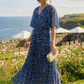 Polka Dot Plisse Pleated Wrap Midi Dress