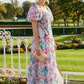 Puff Sleeve Floral Midi Dress