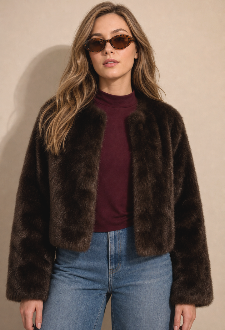 Cropped Faux Fur Jacket