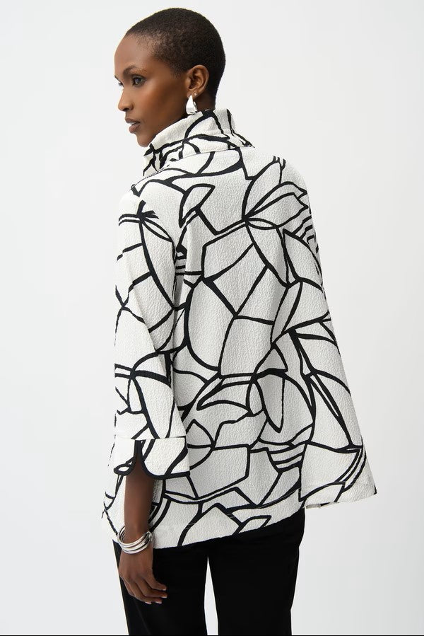 Collared Abstract Casual Jacket