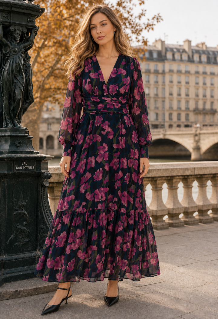Floral V-Neck Maxi Dress
