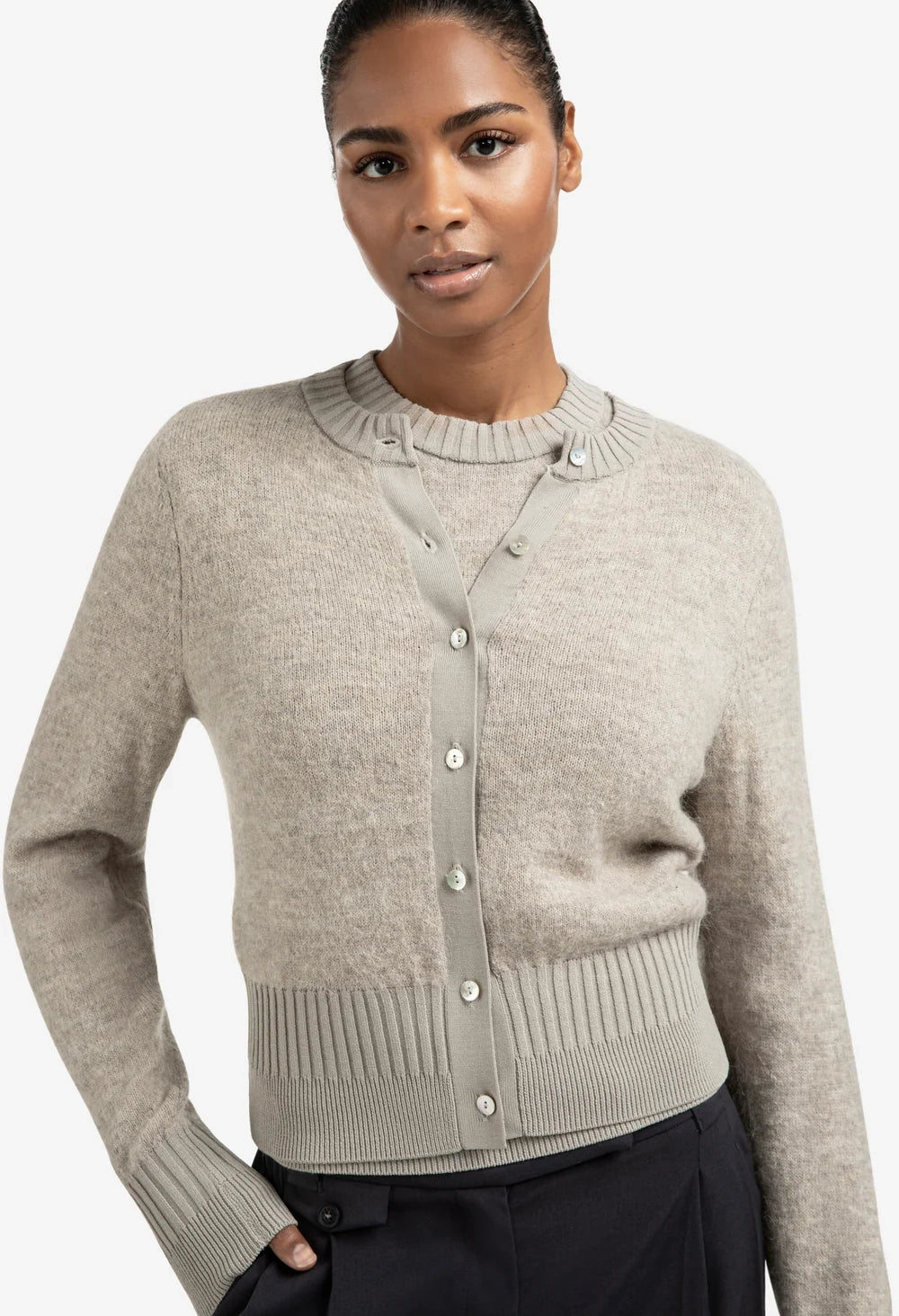 Long Sleeve Ribbed Detailing Cardigan