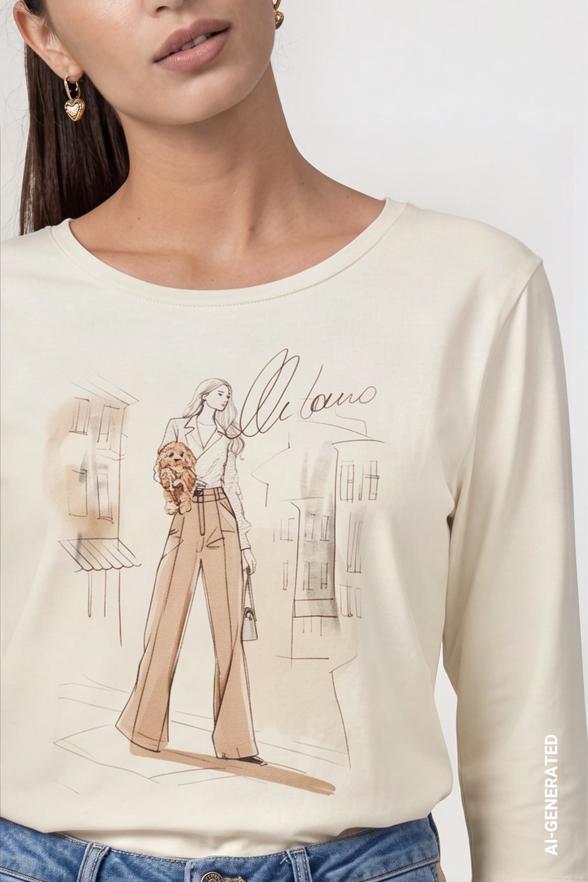 3/4 Sleeve Print Top