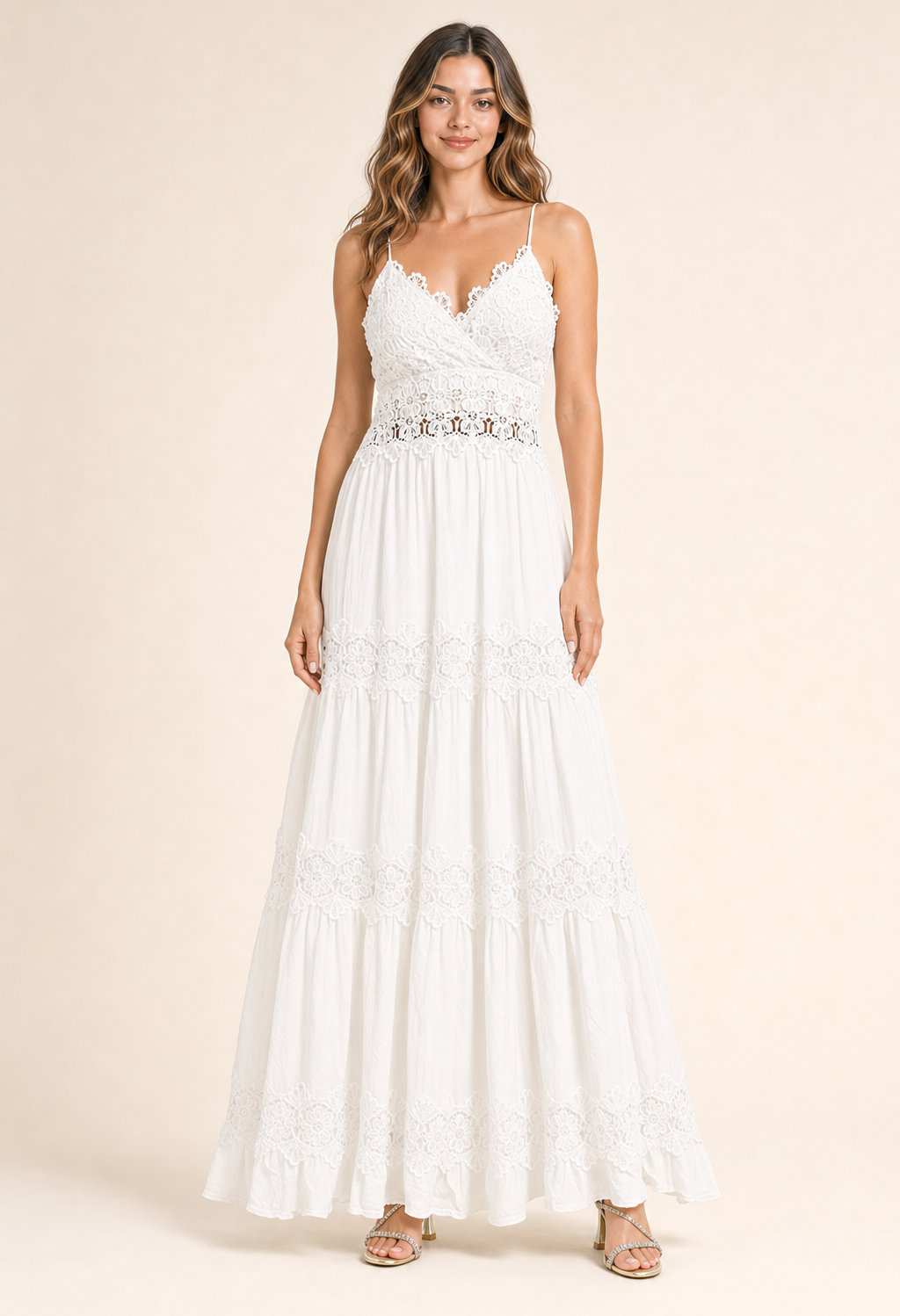 Floral Lace Wrap Maxi Dress