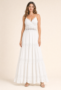 Floral Lace Wrap Maxi Dress