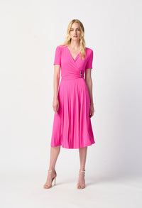 WRAP FRONT PLEATED DRESS