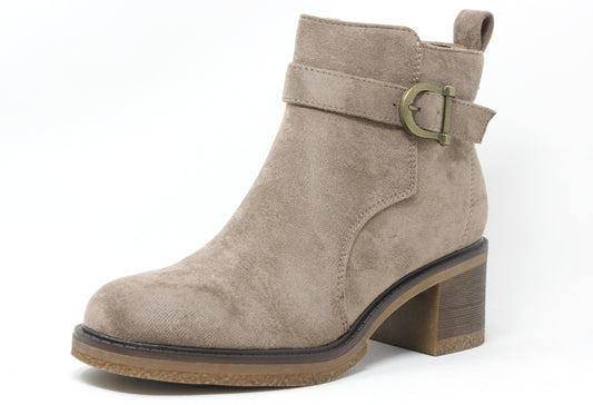 Faux Suede Buckled Ankle Boot