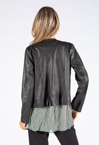 Frill Detail Vintage Leather Jacket