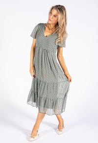 Abstract Crinkle Effect Dress