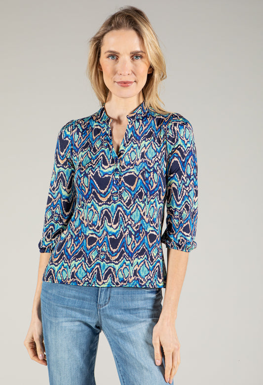 Abstract V Neck Top