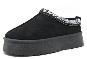 Embroidered Platform Slip On Boot