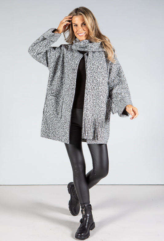 Boucle Button Jacket and Scarf