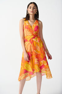Tropical Print Wrap Dress