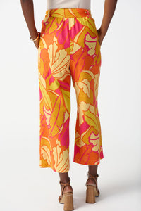Tropical Print Belted Pants