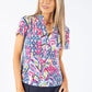 Abstract Print V Neck Top