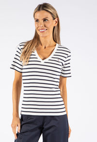 Stripe V-Neck Slim T-Shirt