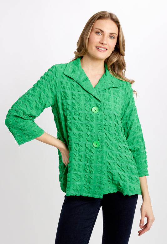 Textured & Checkered Jacket in Island Green