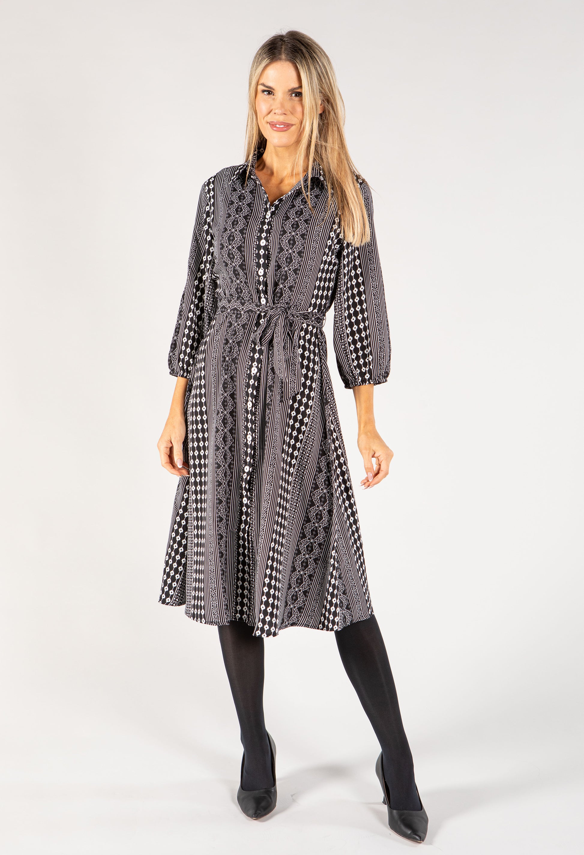 mixed print shirt dress Mixed Print Mini Shirt Dress