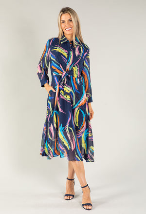 Abstract Shirt Style Woven Dress