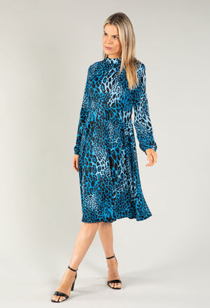Leopard Print High Neck Dress