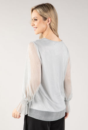 V Neckline Plisse Top