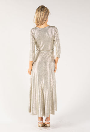 Wrap Bodice Lurex Dress