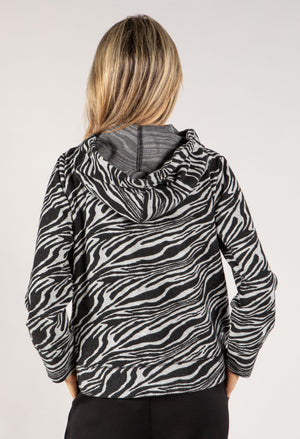 Zip Up Zebra Knit Hoodie