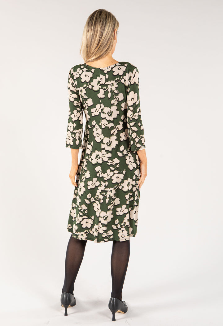 Wrap Bodice Keyhole Neckline Dress