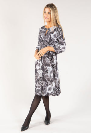 Wrap Bodice Keyhole Neckline Dress