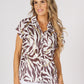 Abstract Zebra Print Buttoned Top