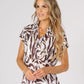 Abstract Zebra Print Buttoned Top