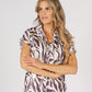 Abstract Zebra Print Buttoned Top