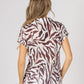 Abstract Zebra Print Buttoned Top