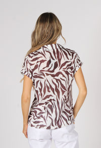 Abstract Zebra Print Buttoned Top
