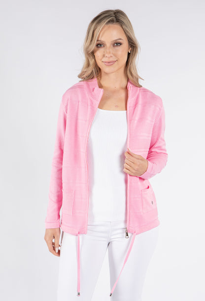 Ribbed Knit Zip Up Cardigan