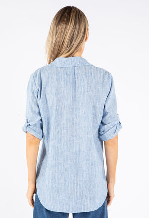 Lurex Pinstripe V Neck Shirt