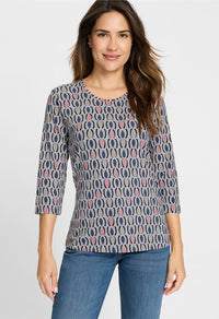 Round Neck Graphic Print Top